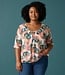 dames blouson shirt artistieke print koraal- petrol GEB-Z26-BL-KM-6