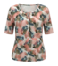 dames blouson shirt artistieke print koraal- petrol GEB-Z26-BL-KM-6