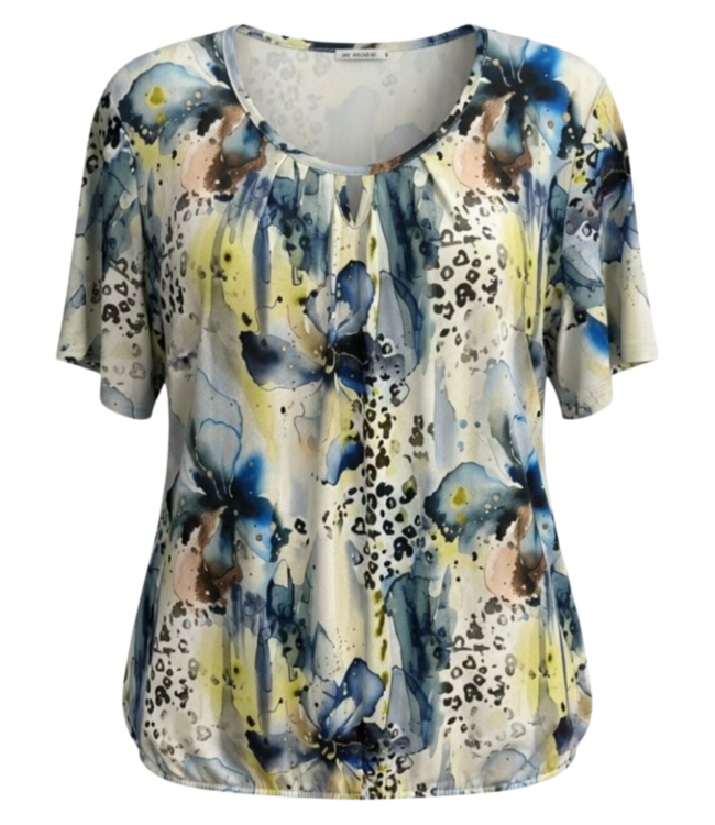 dames blouson shirt aquarel bloem lime- blauw GEB-Z26-BL-KM-6