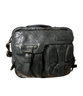 Hill Burry leren schoudertas dames (ipad) zwart