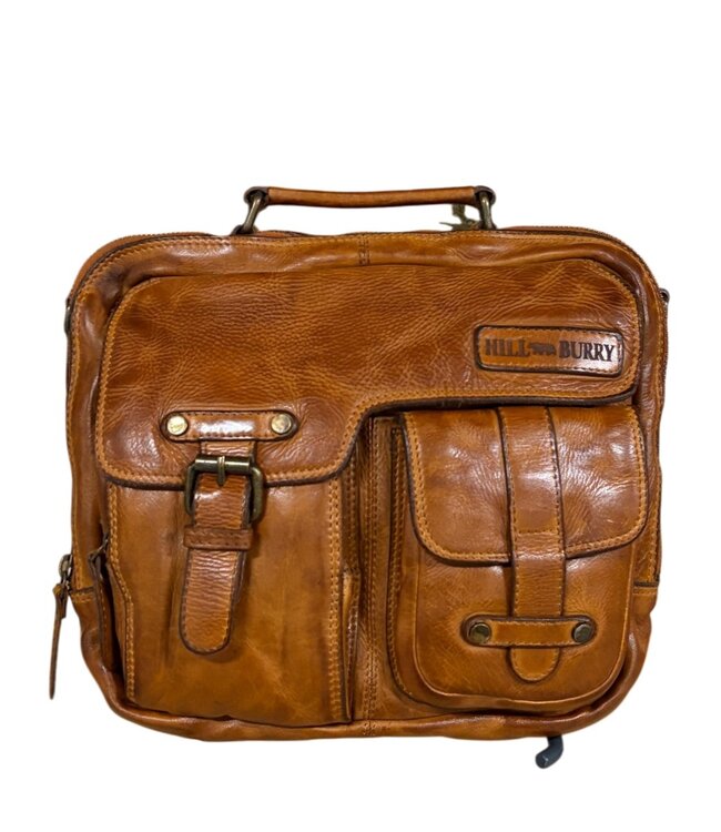 leren schoudertas dames (ipad) cognac