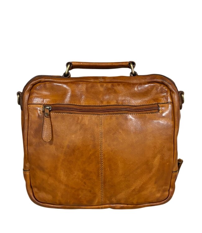 leren schoudertas dames (ipad) cognac