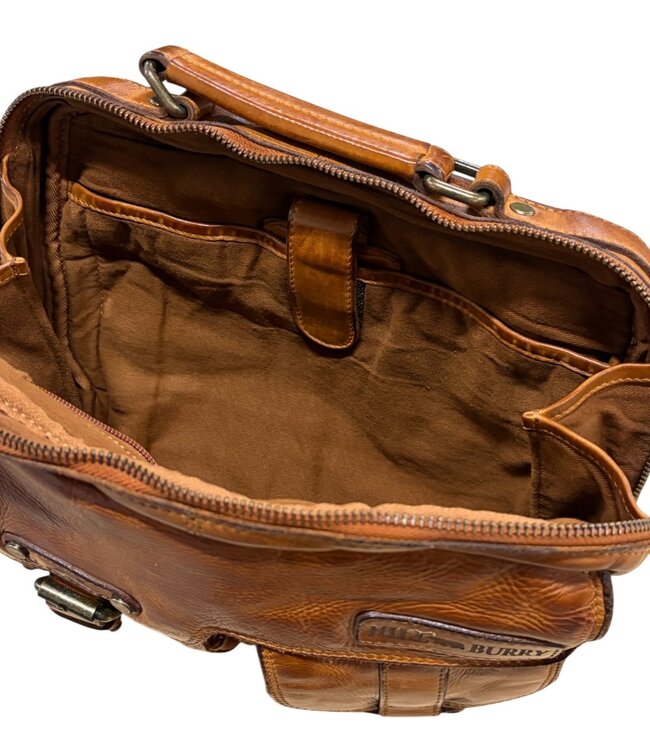 leren schoudertas dames (ipad) cognac