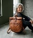 leren rolltop rugzak (laptop 15 inch) unisex  cognac