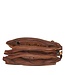 leren crossbody schoudertas dames 3- vakken cognac - HB-15272-COGNAC