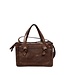compacte leren handtas en schoudertas met studs bruin