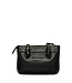 compacte leren handtas en schoudertas met studs zwart