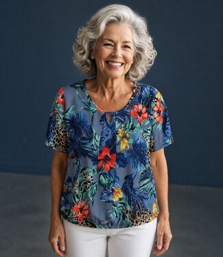 BLAUW dames blouson shirt hawaii pacific