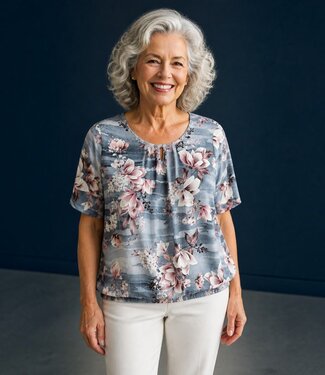 BLAUW dames blouson shirt magnolia blauw