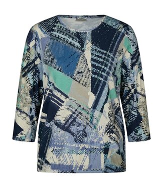 Barbara Lebek dames blouson shirt met print blauw 7/8 mouw - Barbara Lebek
