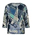 dames blouson shirt met print blauw 7/8 mouw - Barbara Lebek