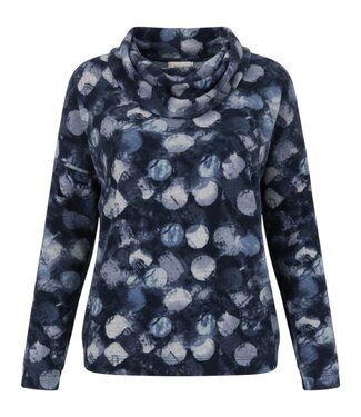 Gabriella K. zachte dames pullover met hangcol en print blauw Gabriella K.