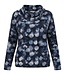 zachte dames pullover met hangcol en print blauw Gabriella K.