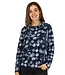 zachte dames pullover met hangcol en print blauw Gabriella K.