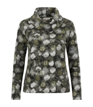Gabriella K. zachte dames pullover met hangcol en print groen Gabriella K.