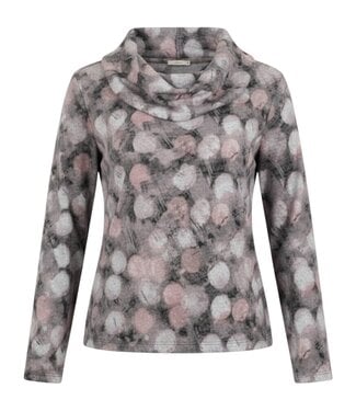 Gabriella K. zachte dames pullover met hangcol en print oudroze Gabriella K.