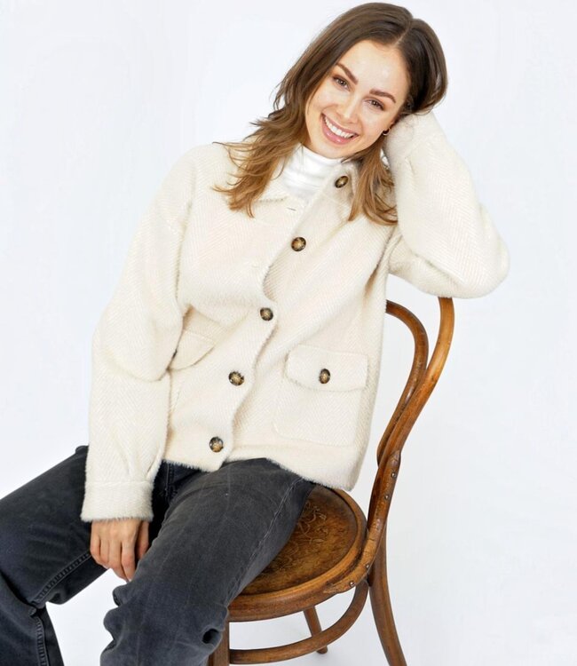 sportief dames jasje "Bubbly" met visgraat pearl- beige M.X.O.
