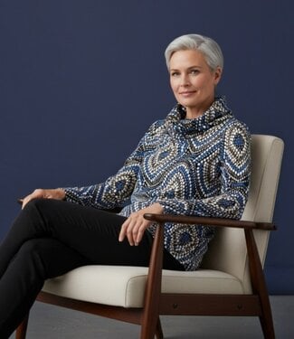 Sensia blouson pullover met col dames stip- marine Sensia