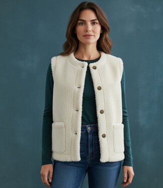 FreeQuent dames teddy gilet met knopen beige EDDY FreeQuent