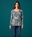 dames t- shirt lange mouw pepita print blauw Marinello