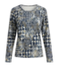 dames t- shirt lange mouw pepita print blauw Marinello