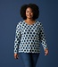 dames t- shirt lange mouw geo- print jeansblauw Marinello