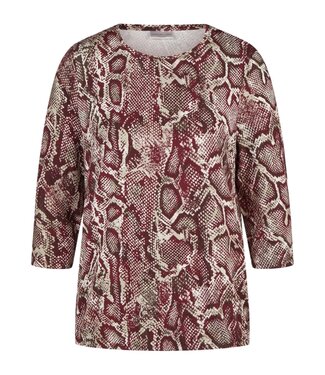Barbara Lebek dames blouson shirt met snake- print bordeaux- rood 7/8 mouw - Barbara Lebek