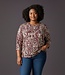 dames blouson shirt met snake- print bordeaux- rood 7/8 mouw - Barbara Lebek