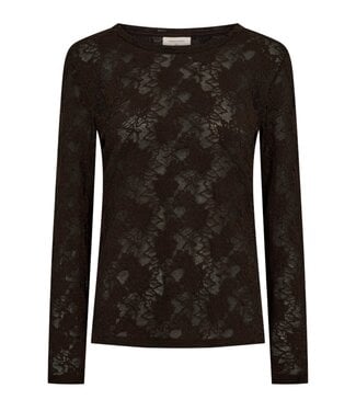 FreeQuent dames t- shirt met kant "Esvia blouse" bruin FreeQuent