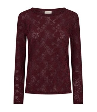 FreeQuent dames t- shirt met kant "Esvia blouse" bordeaux FreeQuent