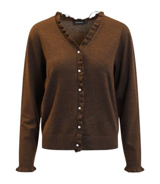 Brandtex. chique dames vest met parel knopen bruin Brandtex