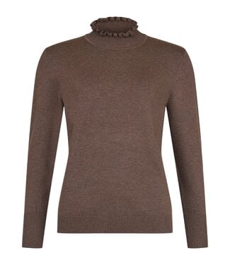Sunday chique dames pullover turtleneck roesjes bruin