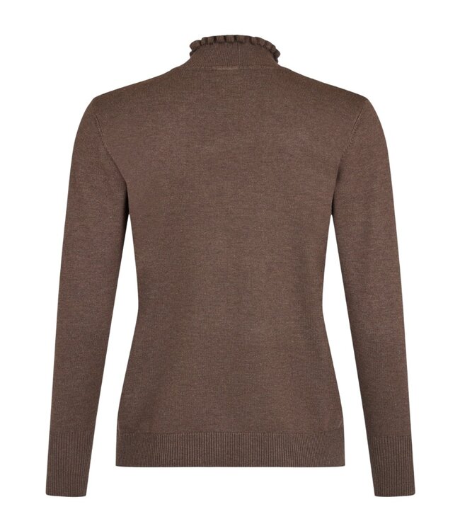 chique dames pullover turtleneck roesjes bruin