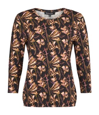 Sunday dames blouson shirt met bloemenprint cyaan- roze Sunday