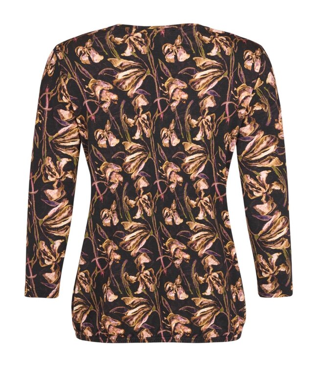 dames blouson shirt met bloemenprint cyaan- roze Sunday