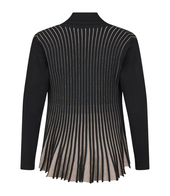 dames vest plissé gestreept zwart en camel Sunday 6568-6588-90