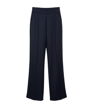 M.X.O. flared stretch broek elastische band stikplooi marine M.X.O.