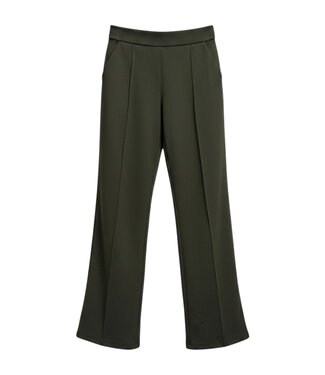 M.X.O. flared stretch broek elastische band stikplooi olijfgroen M.X.O.