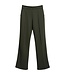 flared stretch broek elastische band stikplooi olijfgroen M.X.O.