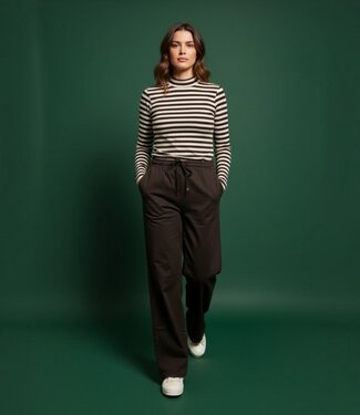 FreeQuent flared stretch broek dames elastiek suedine "Mimi pants" bruin (mole) FreeQuent