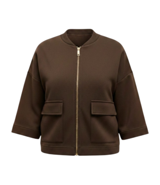 Sunday kort bomber jasje scuba- stof dames bruin Sunday