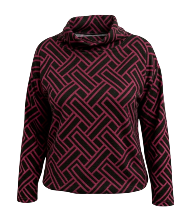 blouson pullover met col dames geometrische print bordeaux- zwart Navigazione