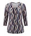 dames blouson shirt 3/4 mouw fantasyprint bordeaux- blauw print