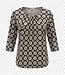 dames blouson shirt 3/4 mouw mozaiek camel- zwart print