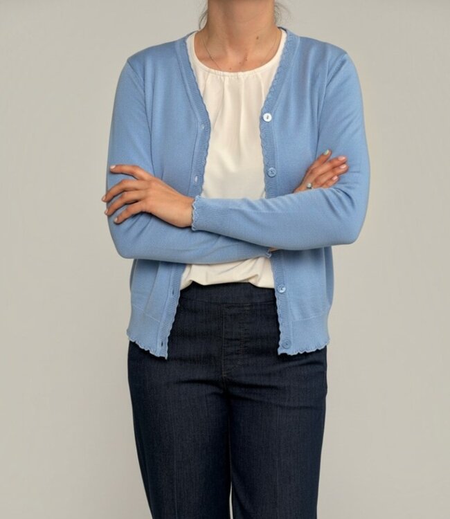 chique dames vest met kartel randje blauw (allure) Signature