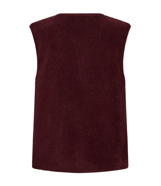 zacht dames gilet met knopen en zakjes bordeaux- rood "Teddy" FreeQuent