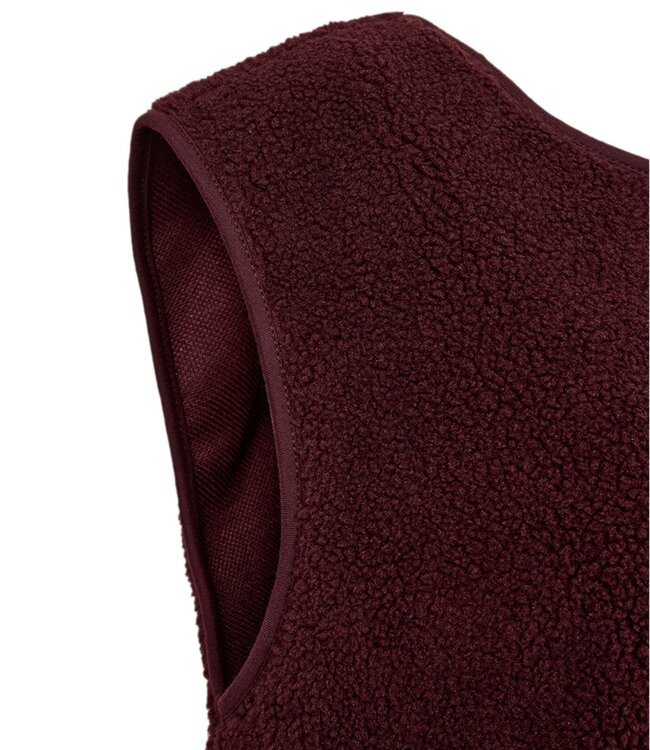 zacht dames gilet met knopen en zakjes bordeaux- rood "Teddy" FreeQuent