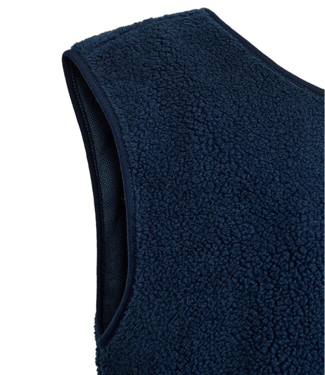 zacht dames gilet met knopen en zakjes blauw "Teddy" FreeQuent