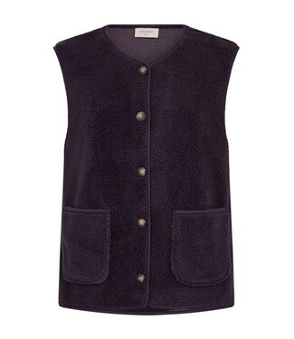 FreeQuent zacht dames gilet met knopen en zakjes paars "Teddy" FreeQuent