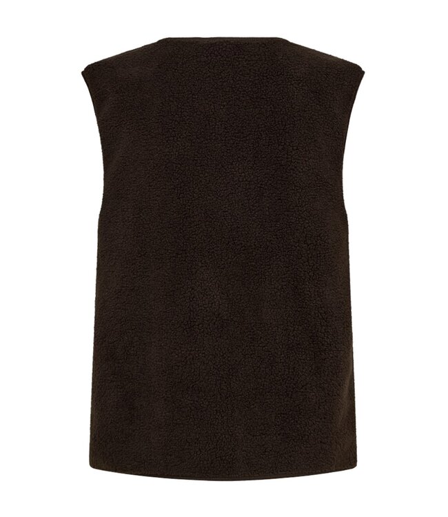 zacht dames gilet met knopen en zakjes bruin (mole) "Teddy" FreeQuent